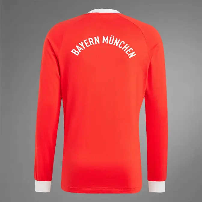 adidas FC Bayern Originals 70s Long Sleeve Jersey Red Mockup Backside