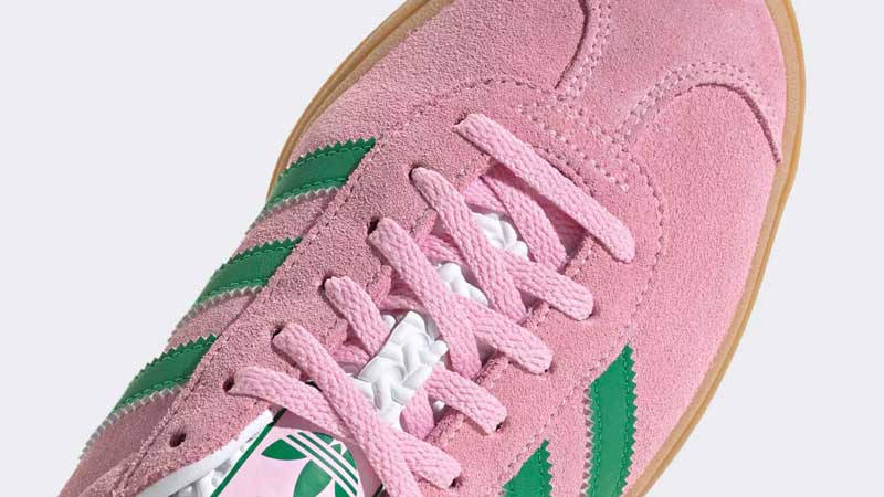 adidas Gazelle Bold True Pink Green Closeup