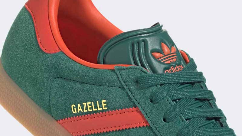 adidas Gazelle Collegiate Green Red Closeup