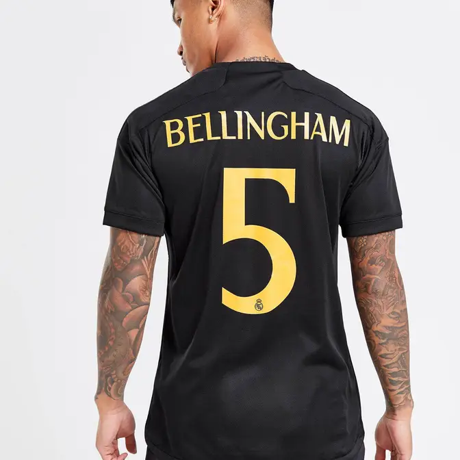 adidas Real Madrid 2023-24 Third Bellingham 5 Shirt Black Backside