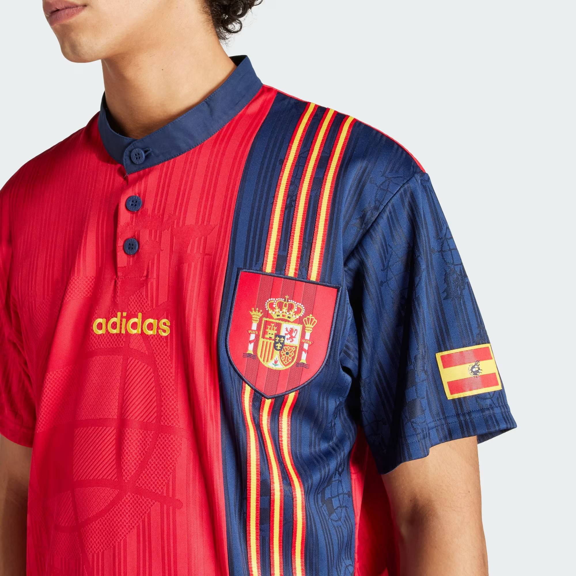 adidas Spain 1996 Home Jersey Bold Red Front Closeup