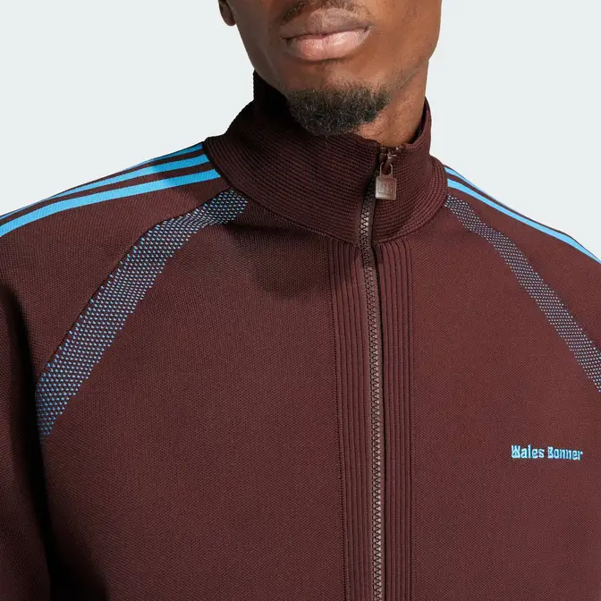 adidas Statement Knit Track Top Mystery Brown Front Closeup