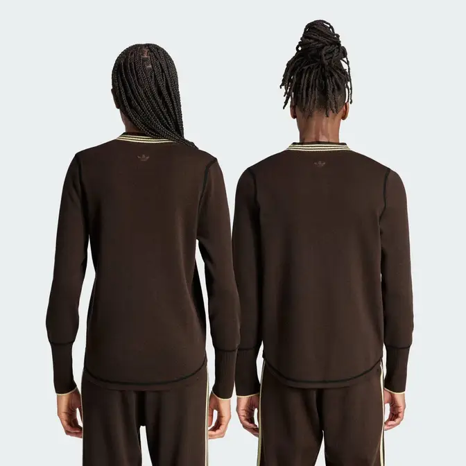 adidas Wales Bonner Long Sleeve Top Knit Long-sleeve Top Dark Brown Backside