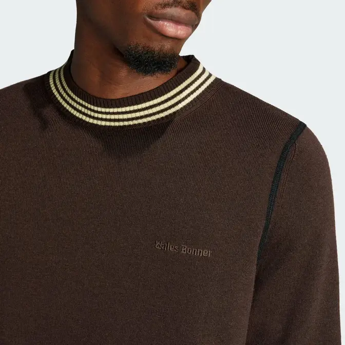 adidas Wales Bonner Long Sleeve Top Knit Long-sleeve Top Dark Brown Front Closeup
