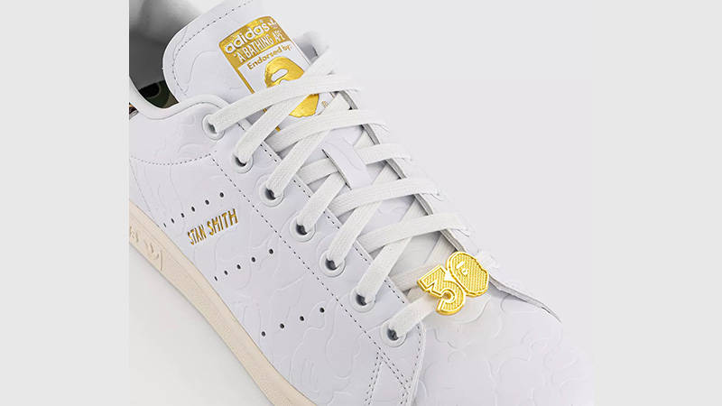 BAPE x adidas Stan Smith 30th Anniversary White tongue area