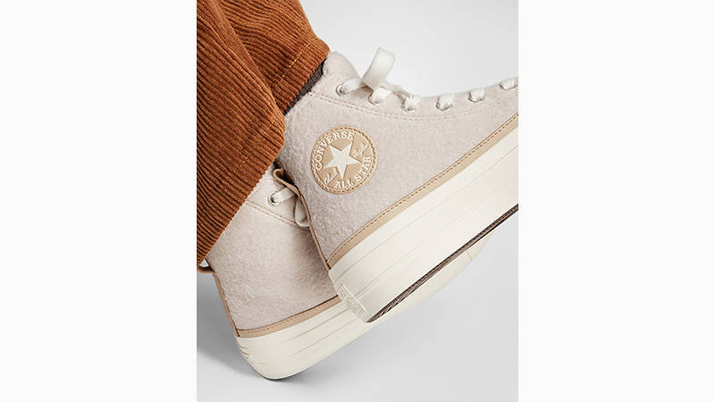 Converse Chuck Taylor All Star Lift Platform Faux Mohair on foot closeup