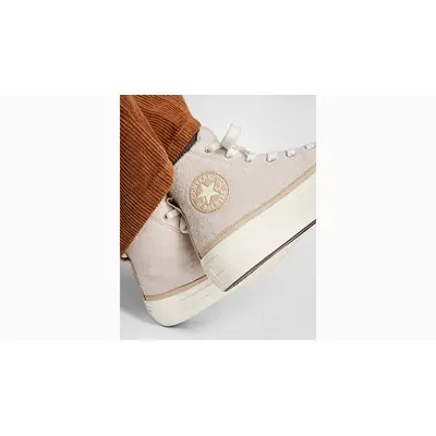 converse chuck taylor all star archive palms Star Lift Platform Faux Mohair on foot closeup