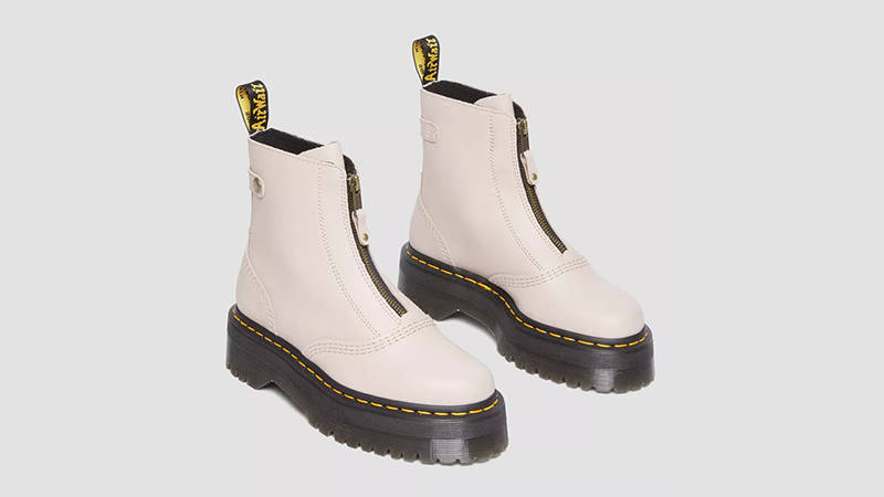Dr. Martens Jetta Zip Front Boots Vintage Taupe 27656348 Front