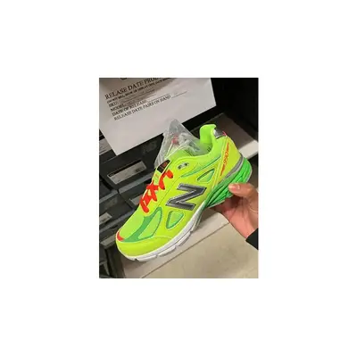 DTLR x New Balance 990v4 Neon Yallow Red side