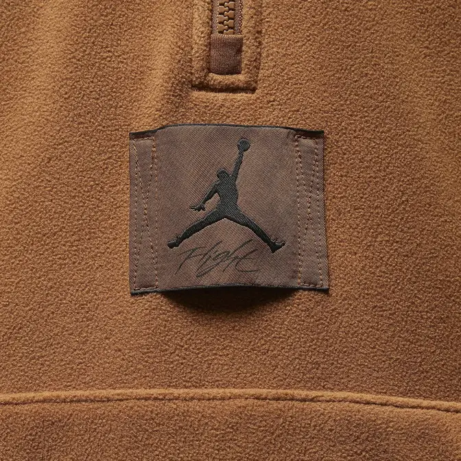 Jordan Essentials Winterized Fleece Half-Zip Light British Tan Logo Tag