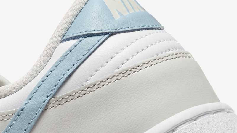 Nike Dunk Low Light Bone Armory Blue Closeup