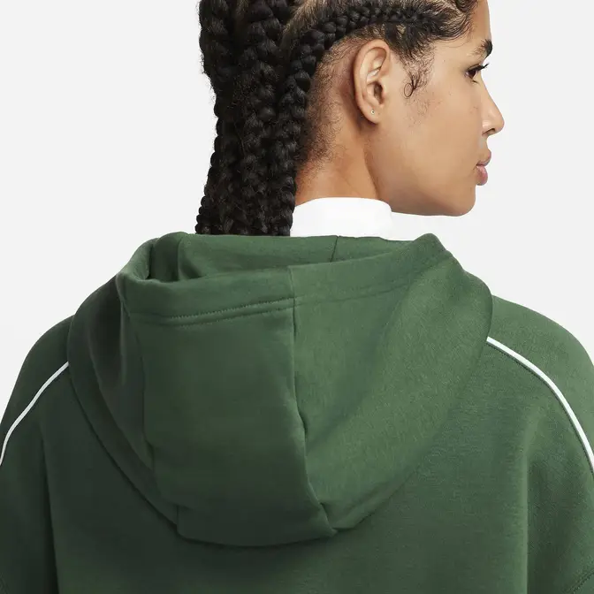 Nike Sportswear Oversized Fleece Pullover Hoodie Fir Backside Closeup
