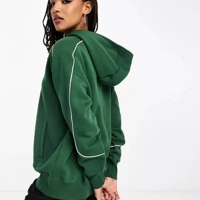 Nike Streetwear Oversized Fleece Hoodie Dark Green Side View