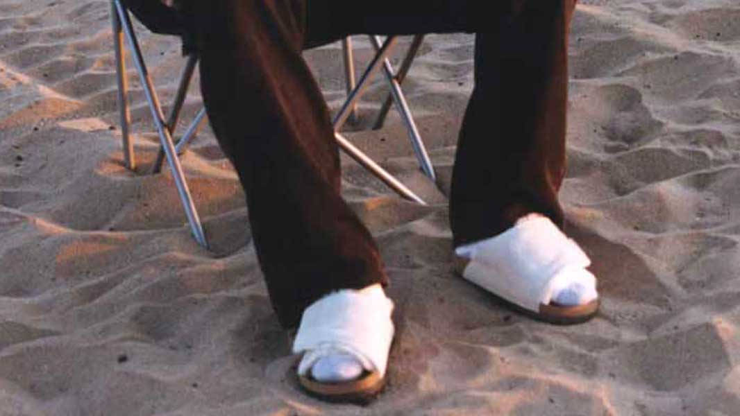 Stüssy x Birkenstock Solana Sandal Bone On Foot Front
