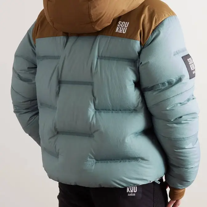 The North Face x Undercover NUPSTE Colour-Block Quilted Shell Hooded Down Jacket Blue Backside