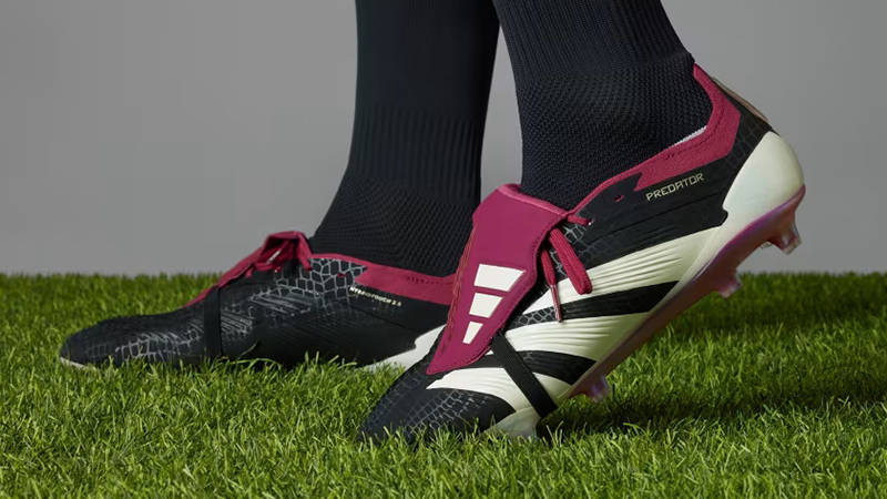 adidas Predator Elite Boots Black Burgundy IF8897 on feet