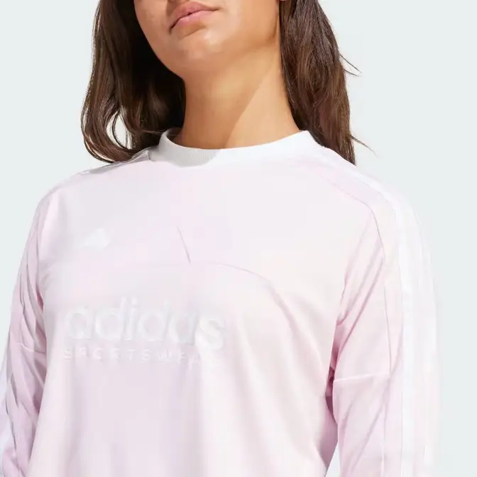 adidas programs Tiro 3-Stripes Long-Sleeve Top Clear Pink closeup