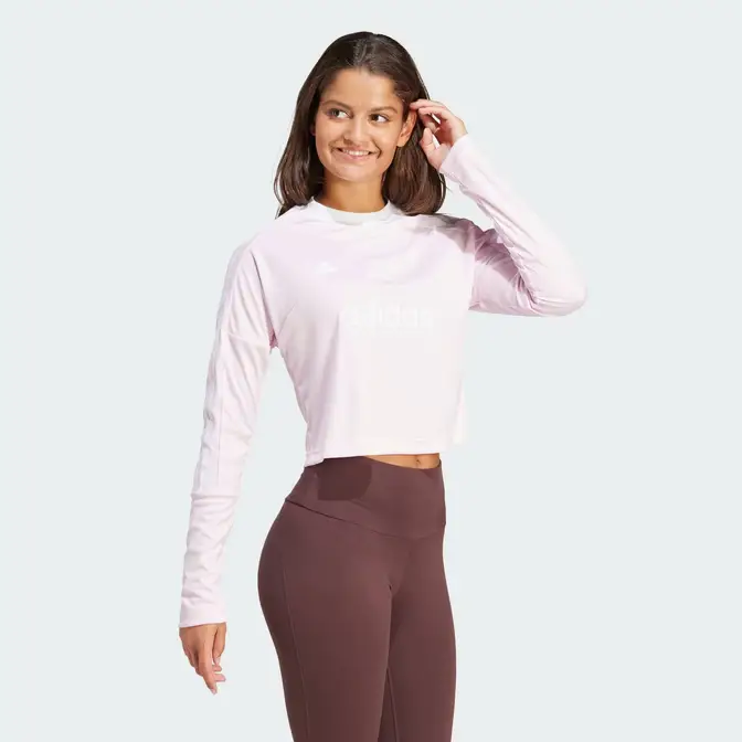 adidas programs Tiro 3-Stripes Long-Sleeve Top Clear Pink full
