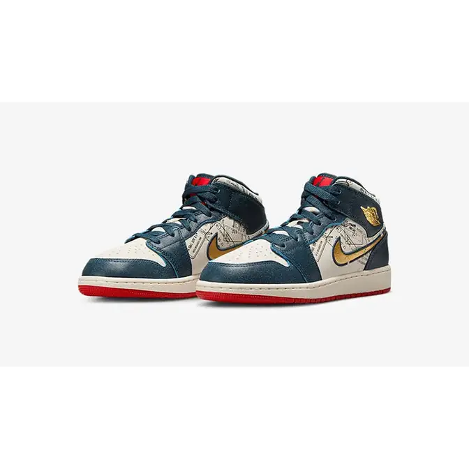 Air Jordan 1 Mid SE Passport Stamp GS | Where To Buy | FN1353-400 