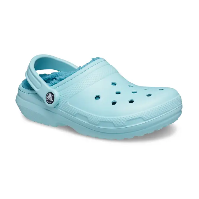 Ice blue shop lined crocs