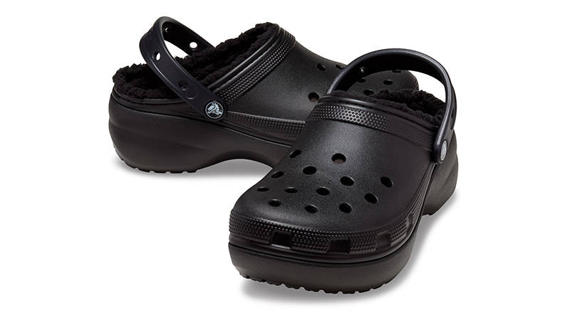 Crocs Classic Platform Lined Clog Black 207938-001 Front