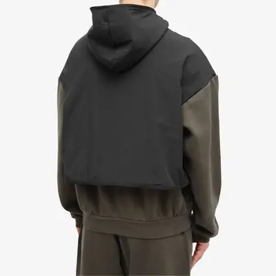 asymmetric zipped jacket Spring Fleece Hoodie Ink Jet Black Backside