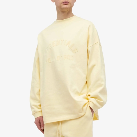 Fear of God ESSENTIALS Spring Long Sleeve Printed T-Shirt Garden Yellow Front
