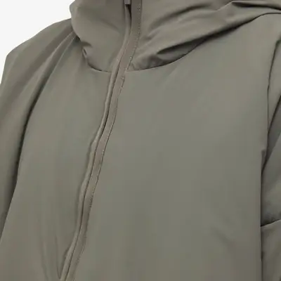 Fear of God ESSENTIALS Spring Nylon Filled Half Zip Hoodie Ink Front Closeup