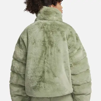 Nike Sportswear Essential Oversized Faux Fur Puffer Green back
