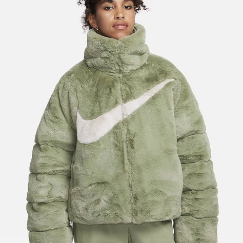Nike Sportswear Essential Oversized Faux Fur Puffer Green