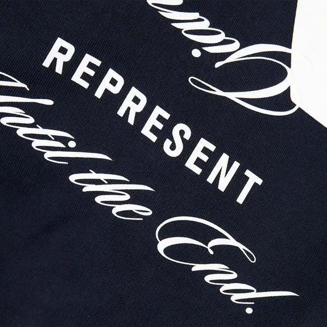 Represent Giants Hoodie Presented by End Midnight Navy Backside Closeup