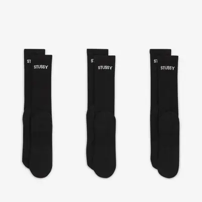 Stüssy x Nike Cushioned Crew Socks (3 pair) Black side