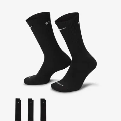 Stüssy x Nike Cushioned Crew Socks (3 pair) Black
