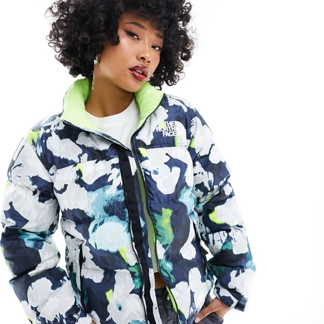 The North Face 1996 Retro Nuptse Down Puffer Jacket Floral Print Front