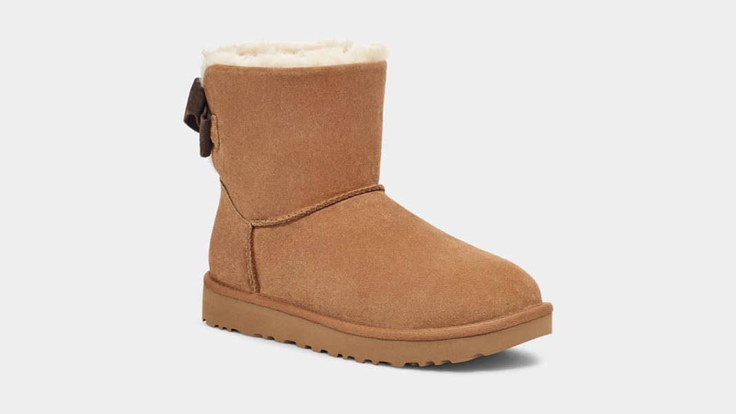 UGG Mini Bailey Bow Suede Boots Chestnut 1153514-CHE Side