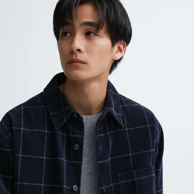 UNIQLO Corduroy Oversized Checked Shirt 462393-COL69 Detail