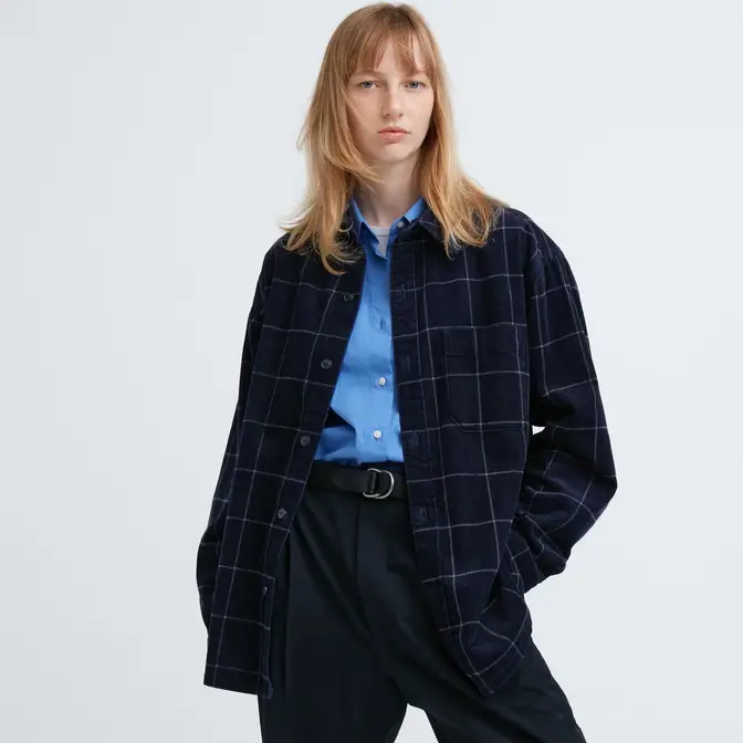 UNIQLO Corduroy Oversized Checked Shirt 462393-COL69 Front
