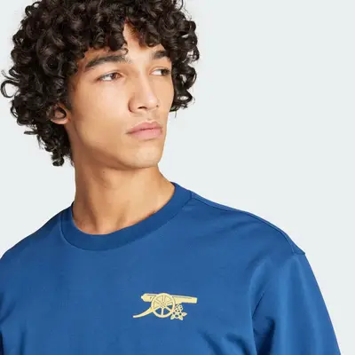 adidas Arsenal Cultural Story Crew Sweatshirt Mystery Blue Front Closeup