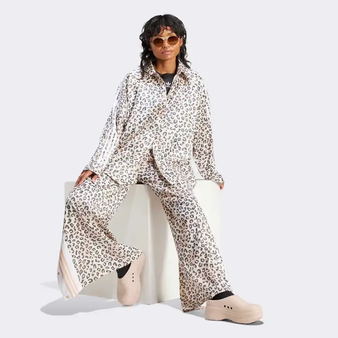 adidas Originals Leopard Luxe Wide Leg Adibreak Tracksuit Bottoms Wonder White Full