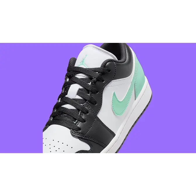 Air Jordan 1 Low Green Glow lace area