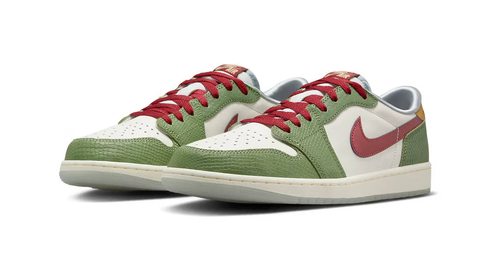 Image via Nike The Air Jordan 1 Low OG "Year of the Dragon" Arrives With Scaly Green Overlays