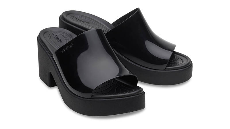 Crocs Brooklyn Slide High Shine Heel Sandal Black front