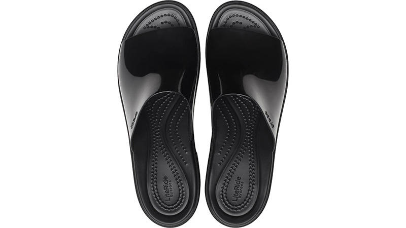 Crocs Brooklyn Slide High Shine Heel Sandal Black middle