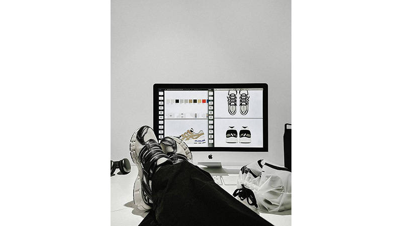 HAL Studios x ASICS Gel-Kayano White Black on foot