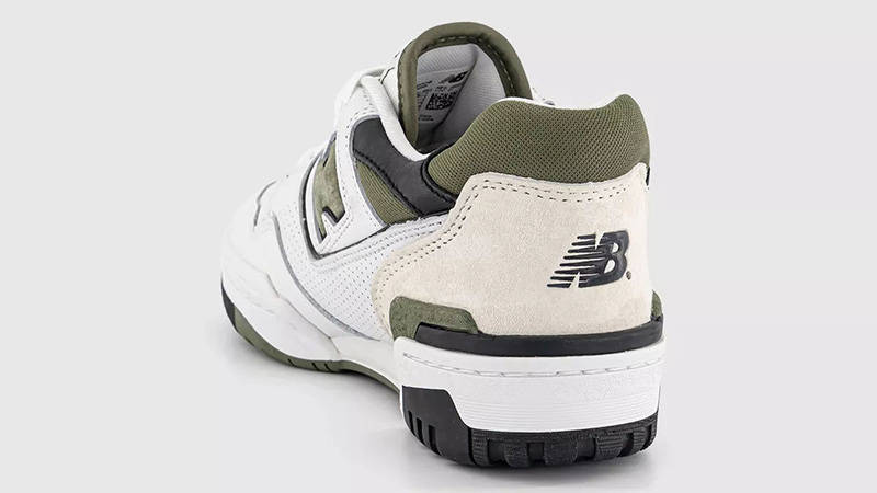 New Balance 550 White Dark Olivine heel
