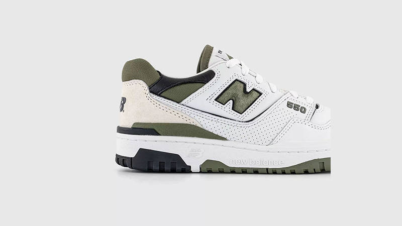 New Balance 550 White Dark Olivine side