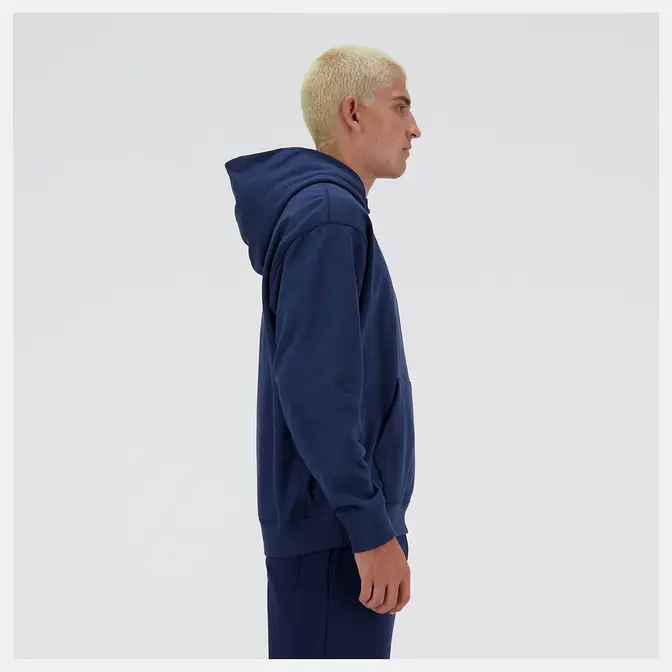 New Balance Athletics Embroidered Hoodie NB Navy Side View