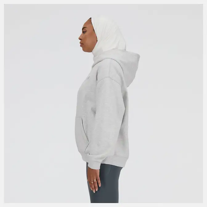 New Balance Athletics French Terry Hoodie Ash Heather Side View