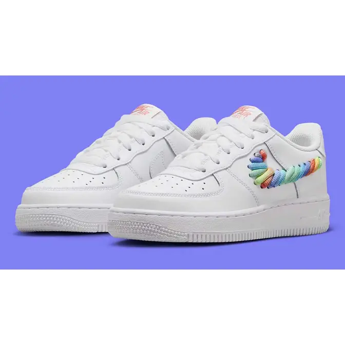 Nike Air Force 1 Low GS Rainbow Shoelace Swooshes White | Where To 