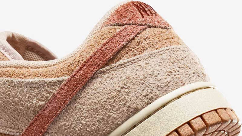 Nike Dunk Low Orange Tan Suede Closeup
